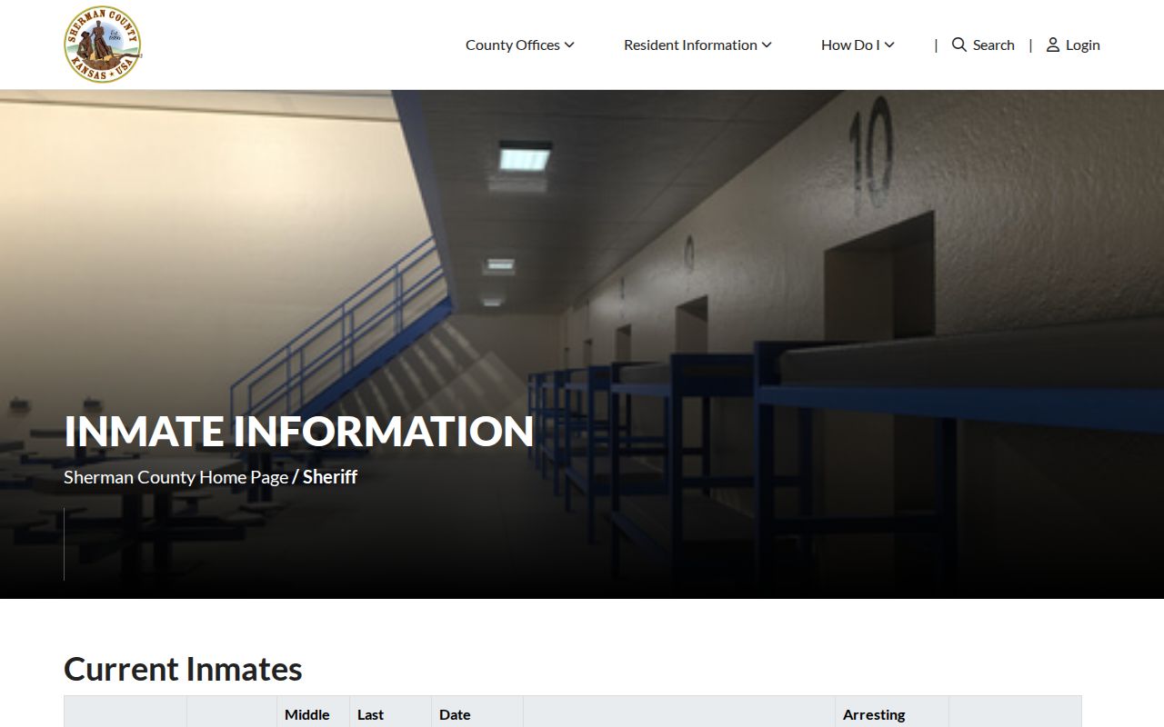 Official Sherman County current-inmate and jail release information page