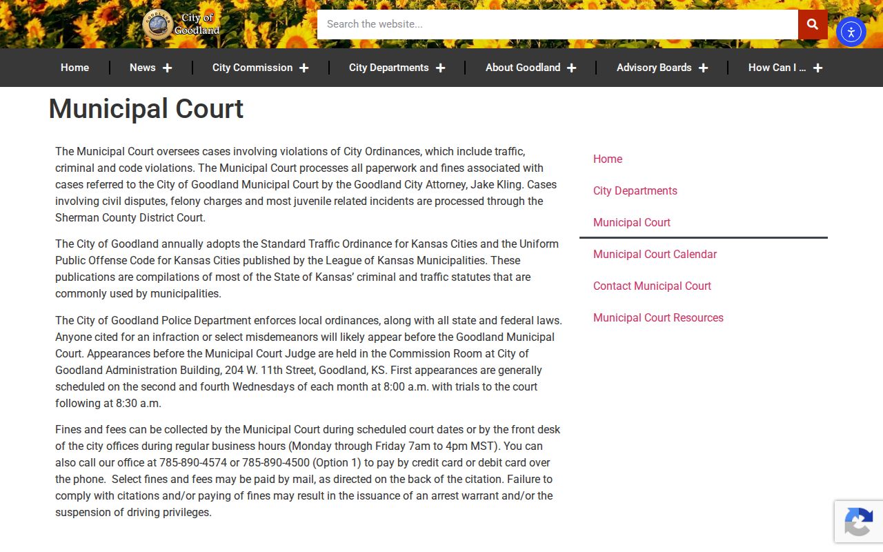 Goodland Municipal Court source for Sherman County custody cases