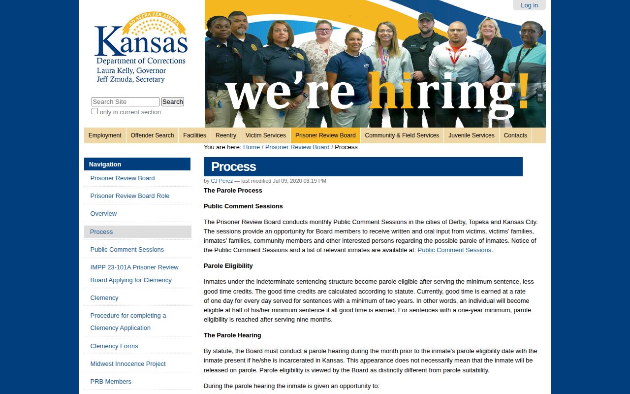 Kansas Prisoner Review Board process for Sherman County parole records