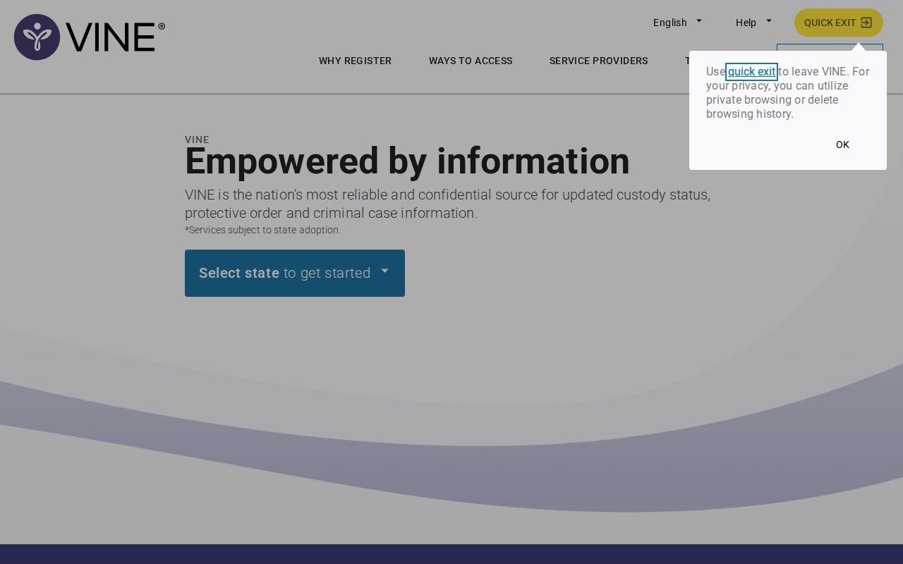 Sherman County VINELink inmate search and release alert entry